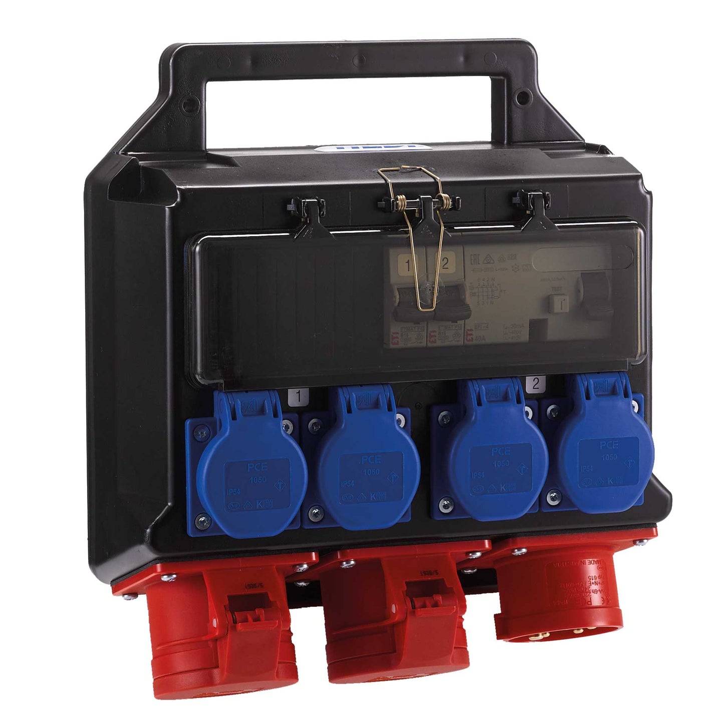 HEDI Steckdosenverteiler aus Kunststoff mit FI-Schutzschalter | 400V/16A Ausführung