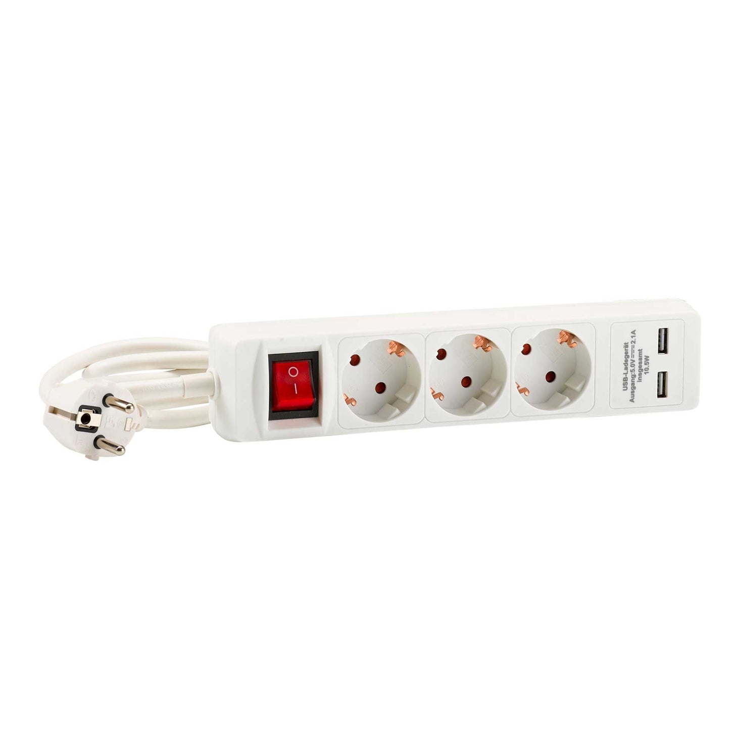 HEDI Steckdosenleiste mit USB und Schalter, 3-fach, IP20 | H05VV-F