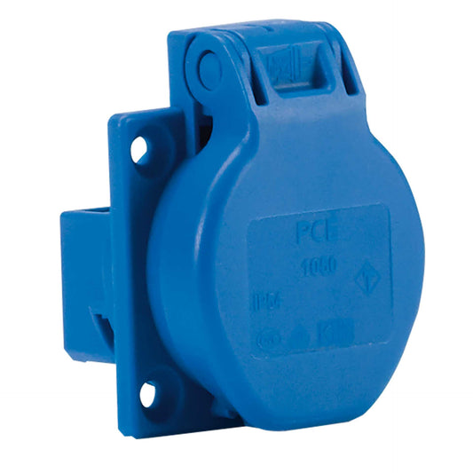 Schutzkontakt-Einbausteckdose mit Klappdeckel (IP44)